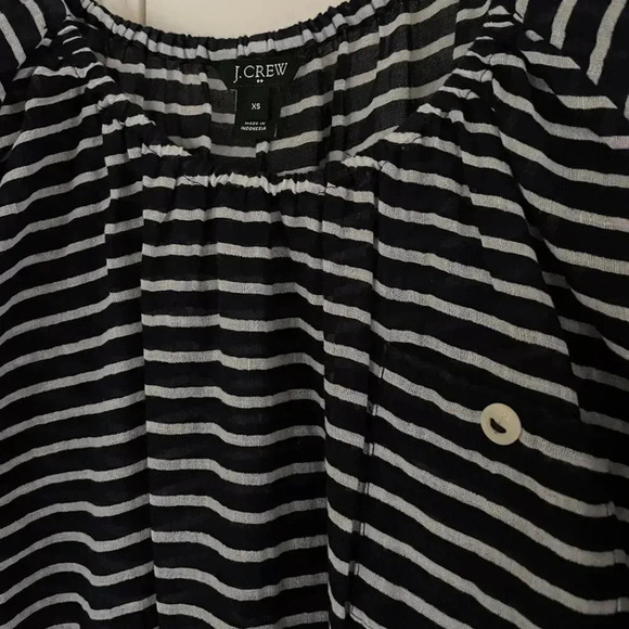 J. Crew Gauze Blouse Navy & White Stripe Pheasant Blouse Size XS - Picture 3 of 4